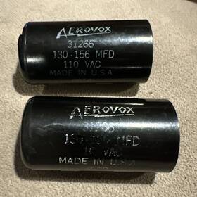 Aerovox 31266 Vintage Capacitor # 130 - 156 Mfd 110-vac 6916 Made In Usa 2-pcs