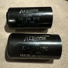 31266 Aerovox Vintage Capacitor # 130 - 156 Mfd 110-vac 6916 Made In Usa 2-pcs