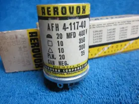 4-117-40 Aerovox Nos Can Capacitor 20uf 400v 10uf 350v 200v 25v Afh