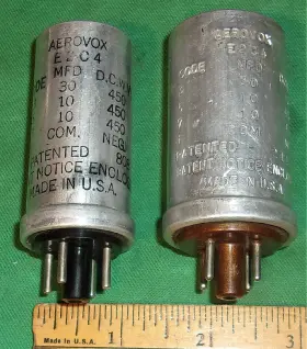 E2c4 Aerovox 2-vintage Octal-base Plug-in Electrolytic Can Capacitors 30-10-10uf