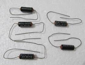 Astron Mvl-2-01 5x Vintage .01 Uf 200v Capacitor -