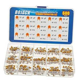 Bojack Bj-cpt15 15 Type Values 600pcs Ceramic Capacitor Assortment Kit Capacitors From