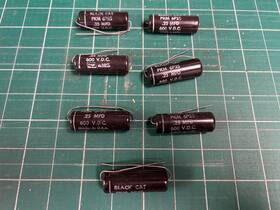 Cde Pkm-6p25 Lot Of 7 Nos Vintage Black Cat .25 Uf 600v Capacitors Guitar Tone Cap Tube