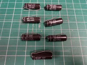 Pkm-6p25 Cde Lot Of 7 Nos Vintage Black Cat .25 Uf 600v Capacitors Guitar Tone Cap Tube