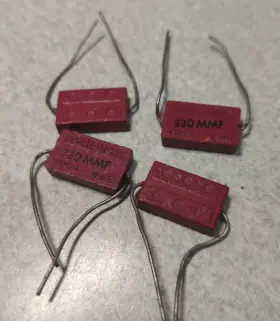 330-mmf Cornell Dubilier 4 Nos Vintage Domino Mica Capacitors 330 Mmf Type 5