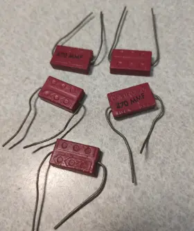 470-mmf Cornell Dubilier 5 Nos Vintage Domino Mica Capacitors 470 Mmf Type