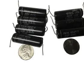 6s47-1 Cornell Dubilier .047 Mfd 600 Vdc Pkm Black Axial Capacitors Lot Of 7x