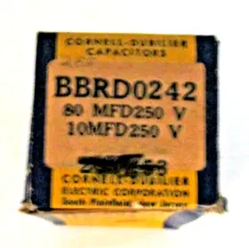 Bbrd0242 Cornell Dubilier Vintage Cornell-dubilier Paper Capacitor 80 10 Uf 250v