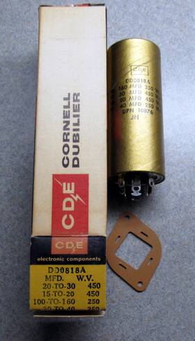Cornell Dubilier Dd0818a Vintage Nos Cde Electrolytic Capacitor 30/20/160/40 Uf 450/450/250/250 V