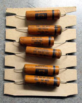 Cornell Dubilier Dt-6s2 6 Nos Vintage Cornell-dubilier Inch Dwarf Tiger .02 Uf Wax Tubular Capacitors