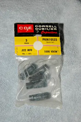 Pkm-10s22 Cornell Dubilier Sealed Package Of 5 Nos Dublier .022 1000v Inch Black Cat Capacitors