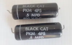 Pkm-4p5 Cornell Dubilier Two 2 Black Cat 0.5uf 400v Capacitor Pkm 4p5 Tested