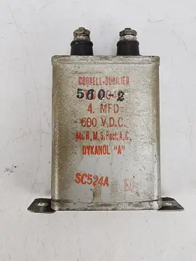 Sc524a-eq Cornell Dubilier Vintage Tj6040 Oil Capacitor 4 Mfd 600 Vdc 4uf #2