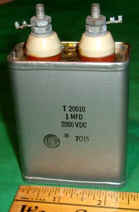 Cornell Dubilier T20010 Vintage 1uf 2000vdc Oil Capacitor Nos 7015
