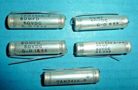 Cornell Dubilier Tan248a-p Tantalum Capacitors 60uf 50v 5pcs Nos