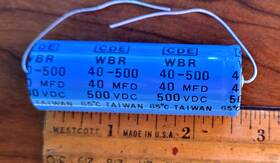 Cornell Dubilier Wbr-40-500 Cde 40mfd 500vdc Dubiler Electrolytic Capacitor
