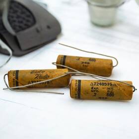 Delco Radio 7240579 Lot Of 3 Vintage Capacitors .2 Mfd 400vdc Outside Foil