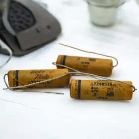 7240579 Delco Radio Lot Of 3 Vintage Capacitors .2 Mfd 400vdc Outside Foil