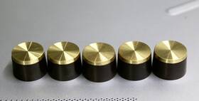 Fisher 11006 Lot Of 5 Vintage Knobs W-germany-11006 Gold Inserts -nos- And