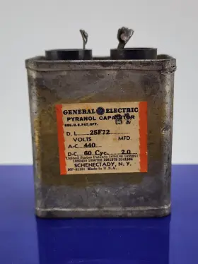 25f72bi Ge Vintage General Electric 25f72 Pyranol Capacitor 2 Muf 440 Vac 2uf