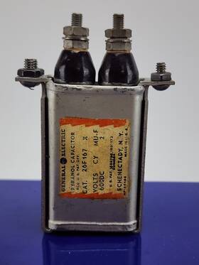 Ge 26f167x Vintage General Electric 26f167 Pyranol Capacitor 2 Muf 600 Vdc 2uf