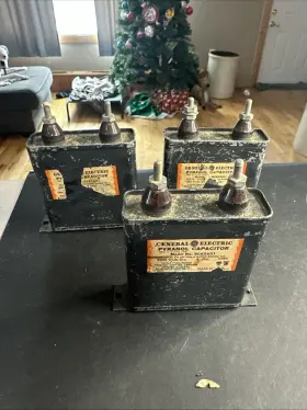 9ce5a51 Ge 3 Antique General Electric Pyranol Oil Capacitor 2000v