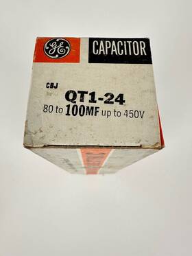 Ge Qt1-24 Nos Vintage Can Alumalytic Capacitor 80-100 Mf Up To 450 V Untested