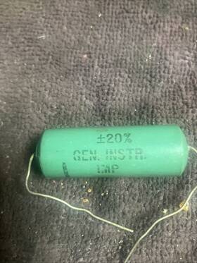 General Instruments 212-150-01 5x Gen Instr .5 Mfd 200vdc Imp 20% Vintage Green Capacitor