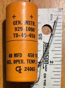 General Instruments 929-1006 100x Vintage Capacitors #929-1006 Td-40-450 40mfd 450 Vdc