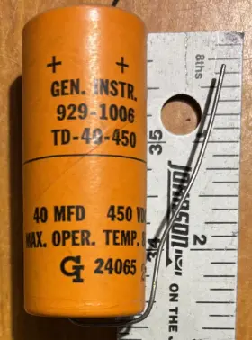 Td-40-450 General Instruments 929-1006 100x Vintage Capacitors #929-1006 40mfd 450 Vdc