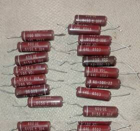 Good All Ao-506-22 Red Molded Ao Hammond Capacitor Lot Of 16 .0056 Uf -100 Volt