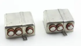 7947 Industrial Cond Corp Nos Matched Pair .25uf .5uf 400v Dc Capacitors Tested 1967