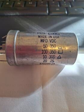 Mallory 235-7134y Vintage 1960s Type Pfp Capacitor 50/100/10 Mfd 350vdc 20mfd 25vdc