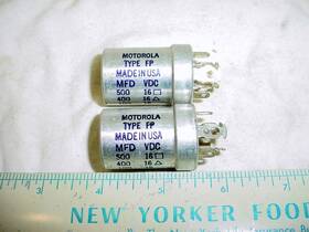 Mallory 23b64722a01 2 Nos Motorola Electrolytic Capacitors 500 400 100 Uf 16v Car Radio 1961