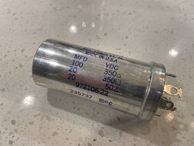 Mallory 972106-22 Nos Fp Type Multi Electrolytic Capacitor 100uf/350v 20uf/350v 20uf/50v