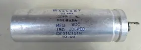 Ce31c151n Mallory 150 Uf 300v Electrolytic Capacitor Tested