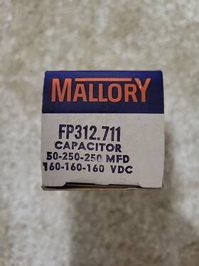 Mallory Fb312.711 Nos Fp312.711 Electrolytic Capacitor 50-250-250 Mfd 160-160-160 Vdc