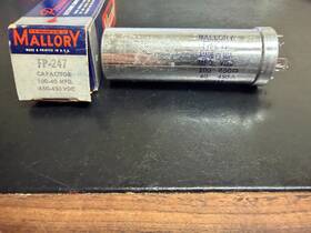 Mallory Fp-247 2 Sect. Electrolytic Can Capacitor Nos 100-40 Mfd 450- 450 Vdc
