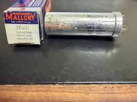 Fp-247 Mallory 2 Sect. Electrolytic Can Capacitor Nos 100-40 Mfd 450- 450 Vdc