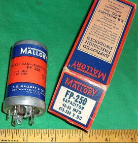 Mallory Fp-250 40-80uf/475-200vdc Nos Clean With Carton