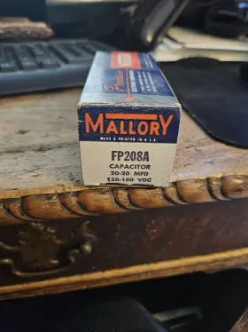 Fp208a Mallory Vintage Nos Capacitor 20-20 Mfd 150-150 Vdc