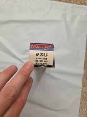 Mallory Fp228.4 Nos Electrolytic Capacitor 400-50 Vdc 150-1500 Mfd
