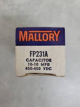 Mallory Fp231a Nos Electrolytic Capacitor 10-10 Mfd 450-450 Vdc