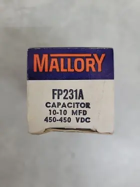 Fp231a Mallory Nos Electrolytic Capacitor 10-10 Mfd 450-450 Vdc