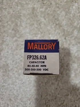 Fp326.62a Mallory Nos Electrolytic Capacitor 80-40-80 Mfd 300-300-300 Vdc