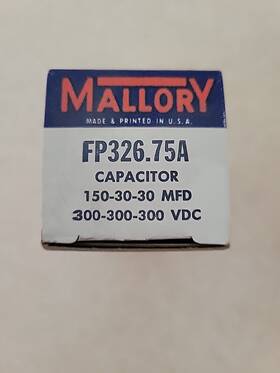 Mallory Fp326.75a Nos Electrolytic Capacitor 150-30-30 Mfd 300-300-300 Vdc