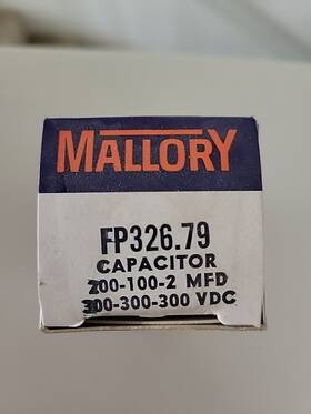 Mallory Fp326.79 Nos Electrolytic Capacitor 200-100-2 Mfd 300-300-300 Vdc