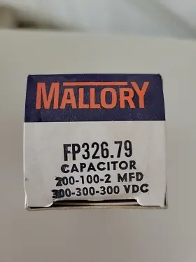 200-100-2 Mallory Fp326.79 Nos Electrolytic Capacitor Mfd 300-300-300 Vdc