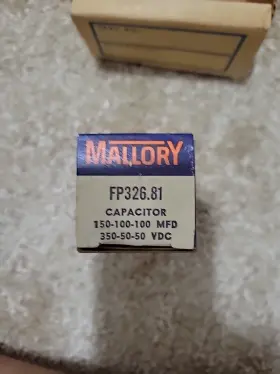 Fp326.81 Mallory Nos Electrolytic Capacitor 150-100-100 Mfd 350-50-50vdc