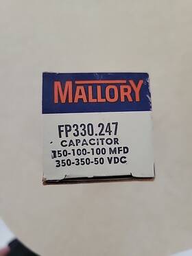 Mallory Fp330.247 Nos Electrolytic Capacitor 150-100-100 Mfd 350-350-50 Vdc